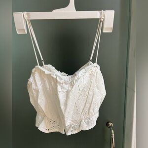 Olivaceous White Eyelet Top and Skirt Set